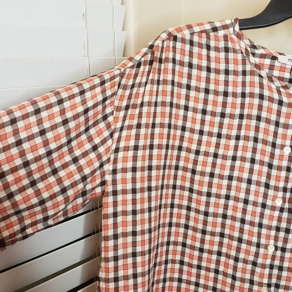 Madewell Meadow Shirt in Check, orange and brown, small - Picture 6 of 8